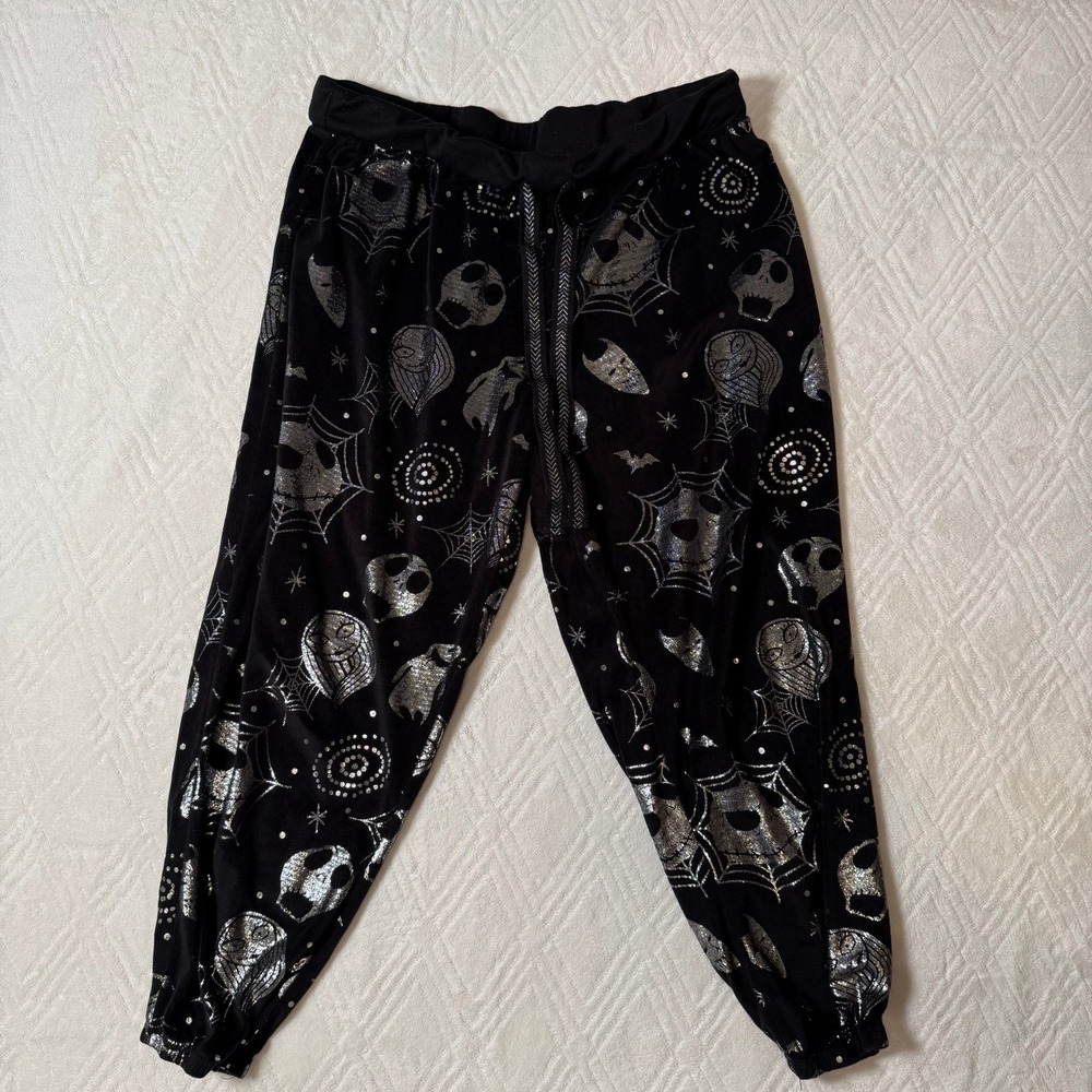 Goth Disney Nightmare Before Christmas Jogger Pants XL Jack Sally Fleece